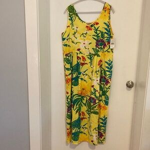 NWT Jams World Florest Pattern Popover Dress Sz XL Rayon Sleeveless Maxi